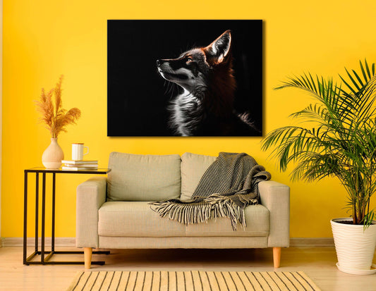 Red Fox with Contrasting Light and Shadow - Canvas Print - Artoholica Ready to Hang Canvas Print